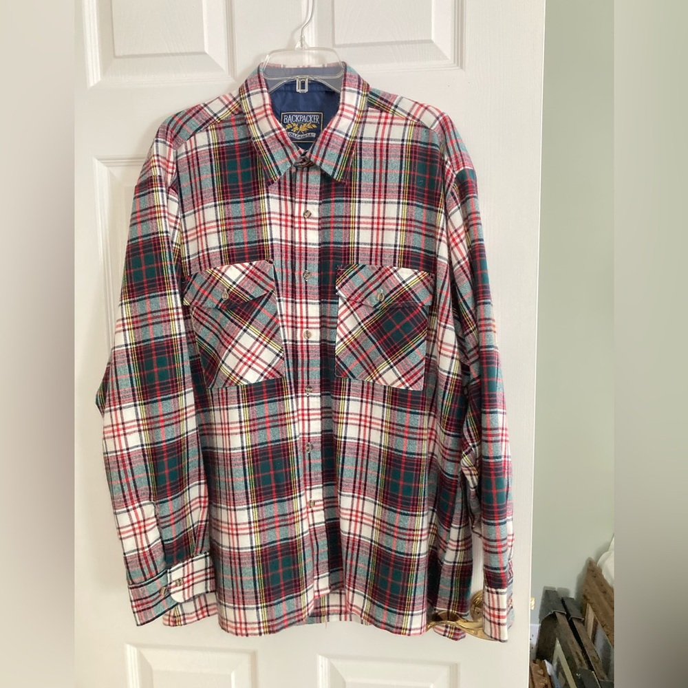 Men's Plaid Shirt - Red, Green, White